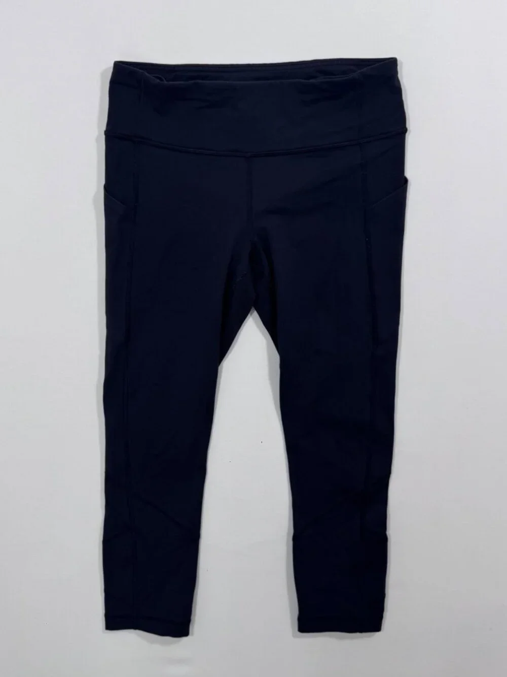 lululemon Speed Crop Leggings Black High Rise Pockets 6 Yoga Workout Running Gym